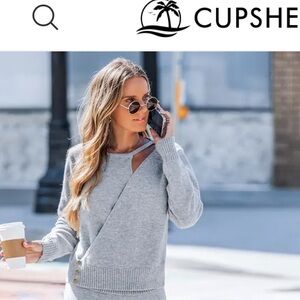 Cupshe Women's Light Gray Knit Sweater